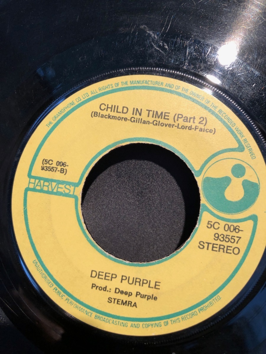 Deep Purple / Child In Time 7inch Harvest_画像3