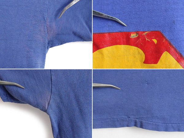 70s USA製 ■ スーパーマン ロゴ プリント 半袖 Tシャツ ( L 小さめ メンズ S レディース M 程) 古着 70年代 ビンテージ ラッセル 黒タグ_画像5