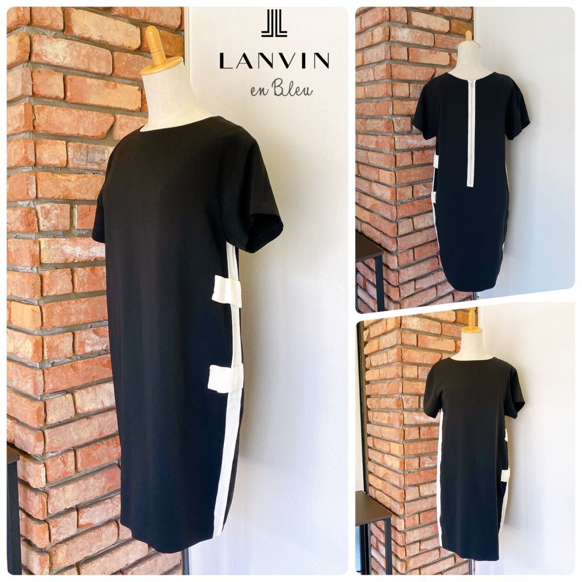 特価数回美品　LANVIN　ランバン　オンブルー　ワンピース　ブラック　ホワイト_画像1