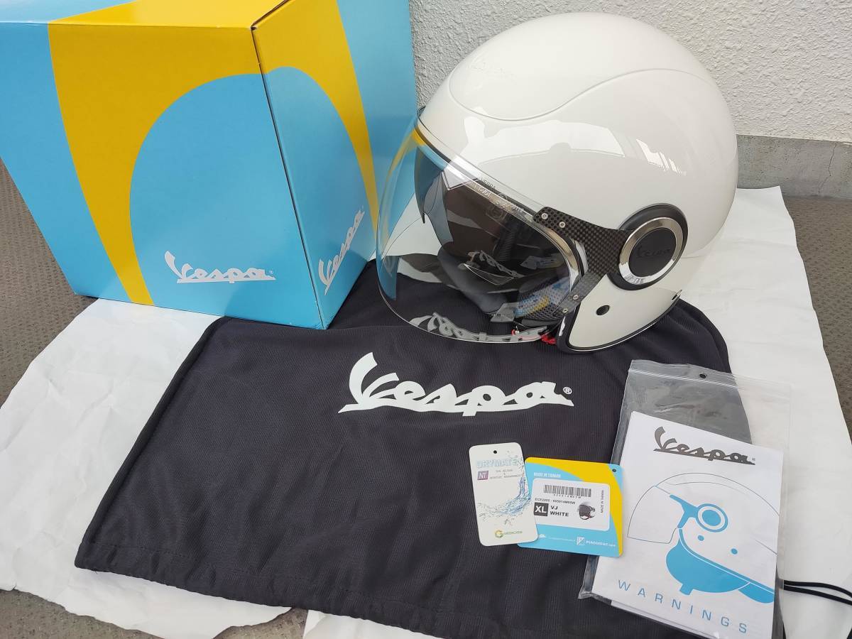美品・送料無料】Vespa純正ジェットヘルメット VJ ホワイト(モンテ