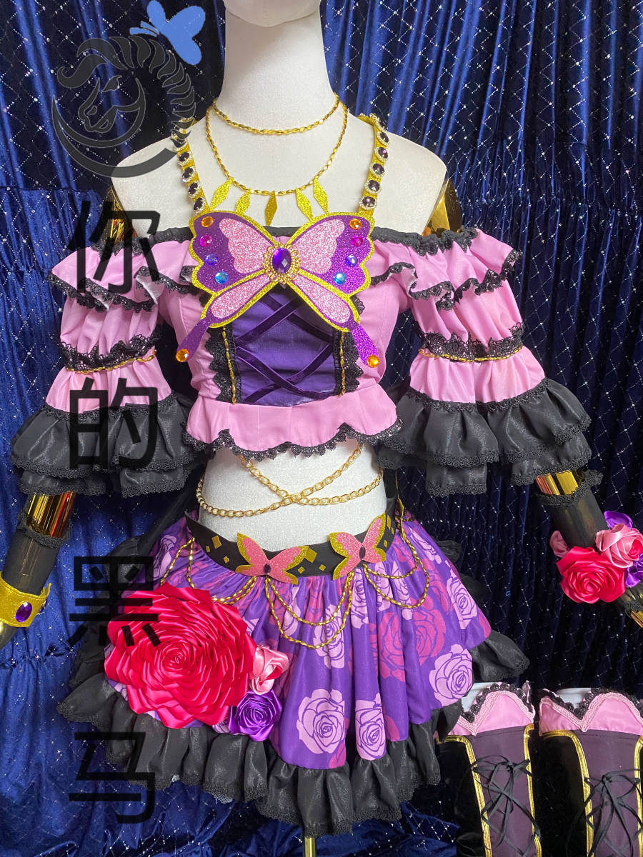 アイドルイベント 紫吹蘭 コスプレ衣装+髪飾り+靴下風(ウィッグ アイドルイベント 紫吹蘭 コスプレ衣装+髪飾り+靴下風(ウィッグ
