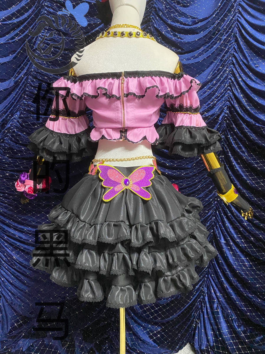 アイドルイベント 紫吹蘭 コスプレ衣装+髪飾り+靴下風(ウィッグ アイドルイベント 紫吹蘭 コスプレ衣装+髪飾り+靴下風(ウィッグ