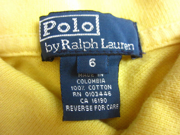 子供服 Polo ポロ ラルフローレン 半袖 鹿の子 ポロシャツ 黄色系【6】コットン キッズ 子供用 D12-02-0012_画像3