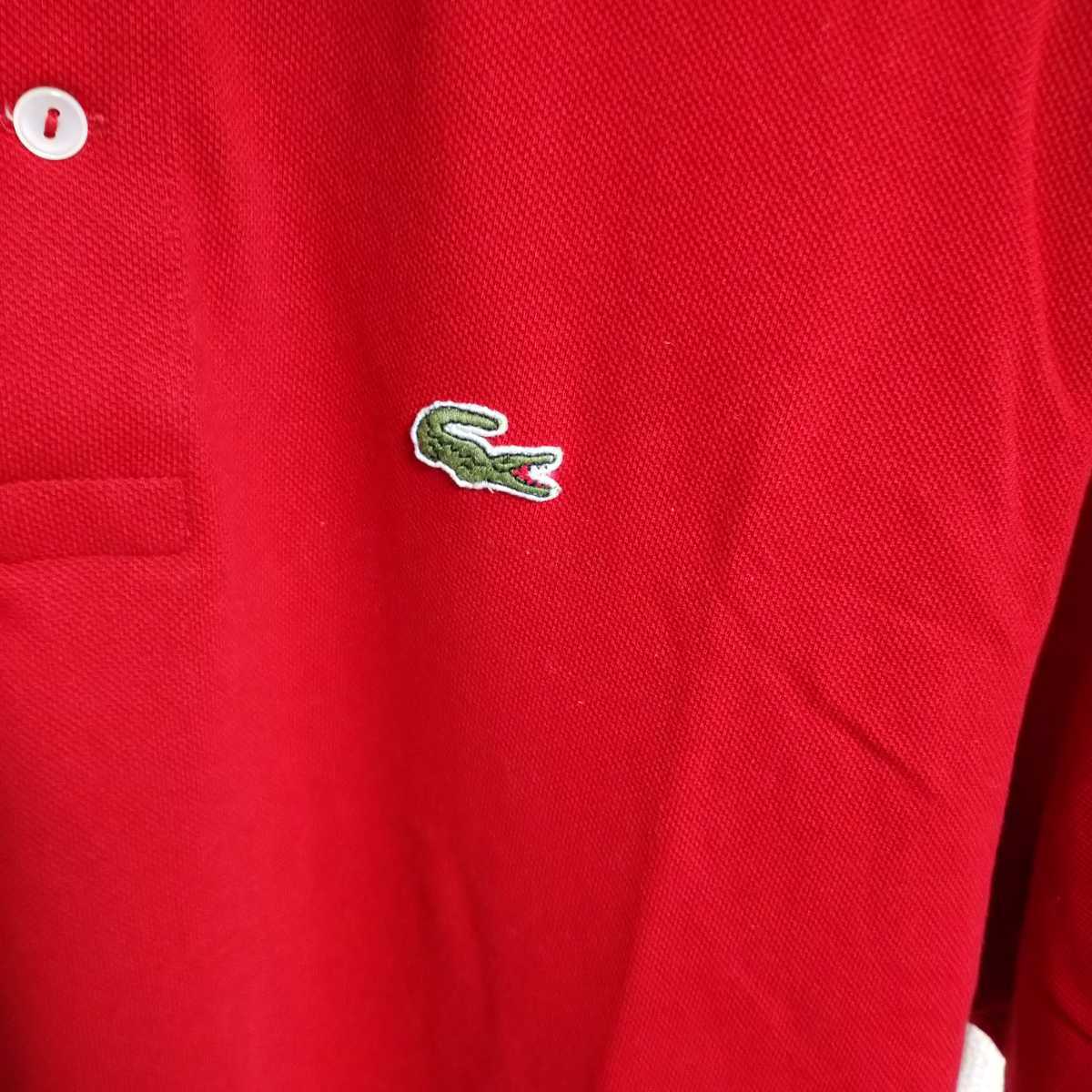 美品 フランス製 70's LACOSTE ラコステ ポロシャツ 7 赤 レッド 5560 XL XXL ヴィンテージ 入手困難 年代物_画像3