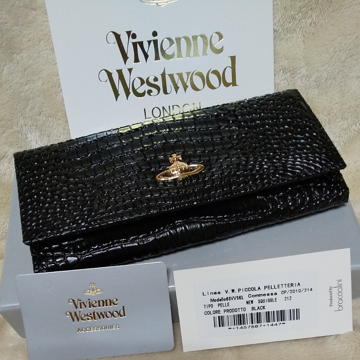 Vivienne Westwood 長財布 クロコ調 ブラック