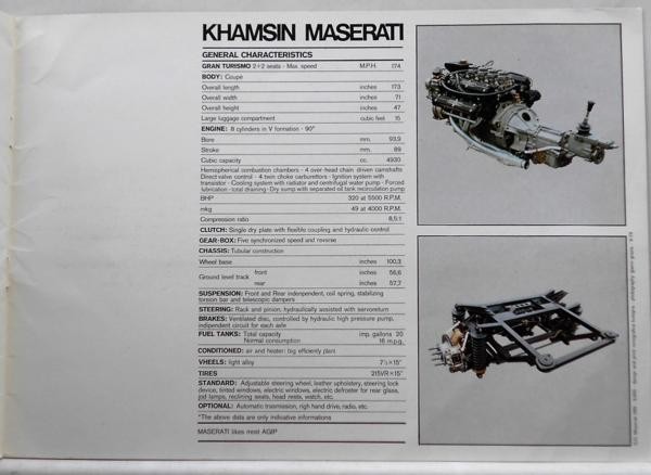 MASERATI KHAMSIN sales catalog 