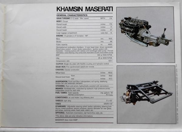 MASERATI KHAMSIN распродажа каталог 