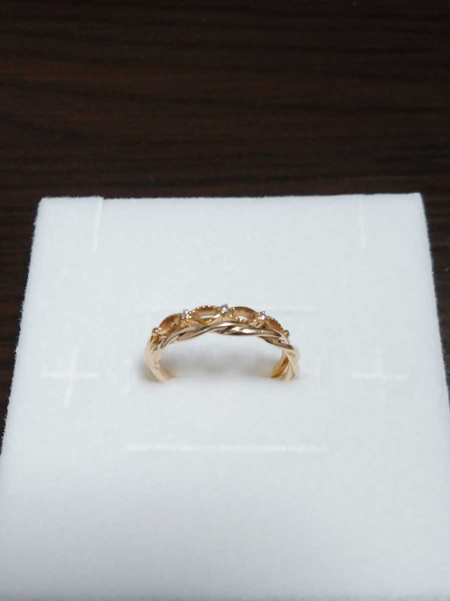 美品 K10YG ダイヤモンド リング 約10号 10金イエローゴールドリング　かわいい　華奢　指輪　ダイアモンド レディースリング _下のリングは付きません。