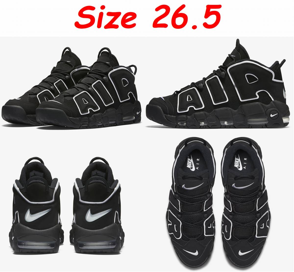 NIKE AIR MORE UPTEMPO BLACK/WHITE 26.5㎝ eva.gov.co