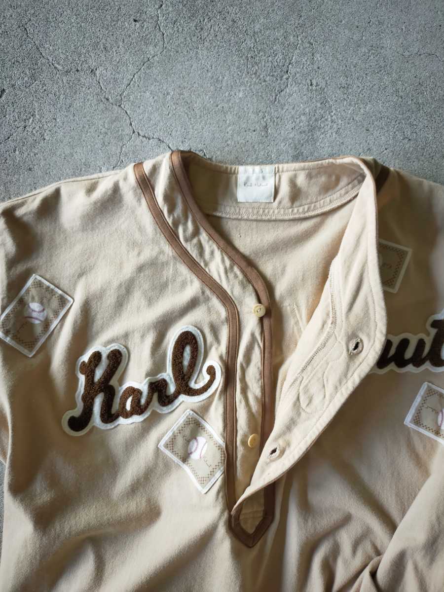 サガラワッペン【美品】KARL HELMUT 半袖 ベースボールシャツ L メンズ カールヘルム Tシャツ プルオーバー ピンクハウス ロゴパッチ_画像4