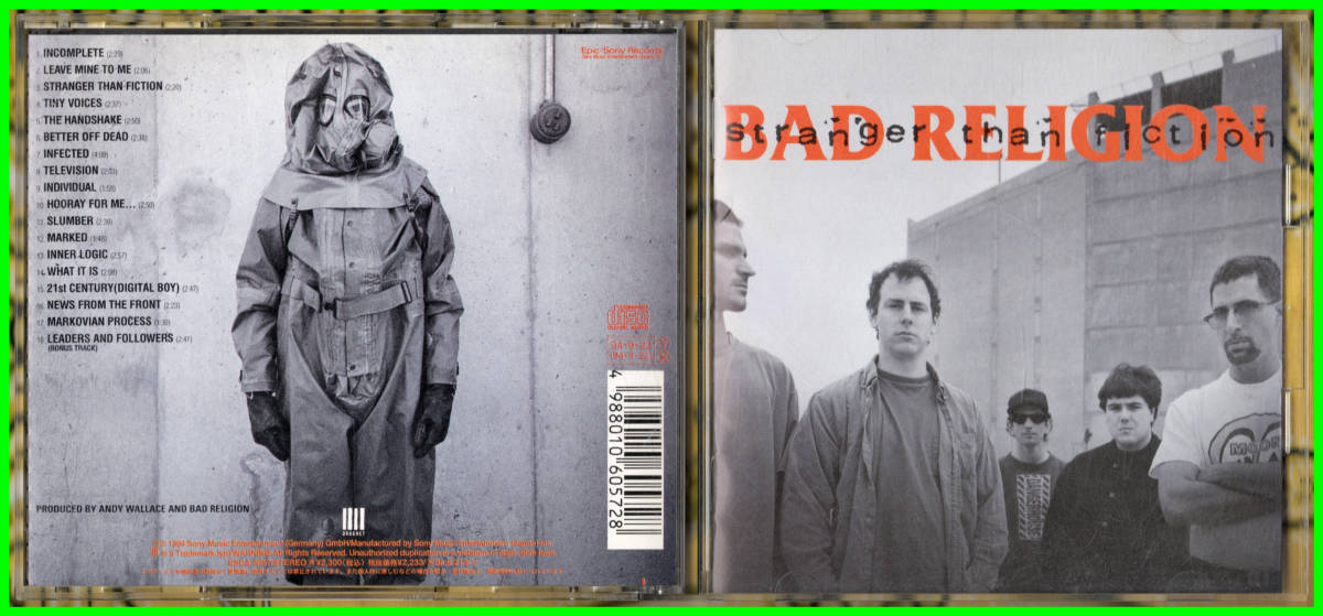 ... пластинка ♪... японского производства PunkRock≪ японское издание ... включено CD≫BAD RELIGION(... *  ...)/Stranger Than Fiction♪♪