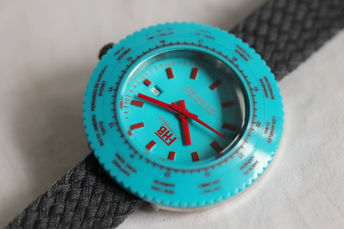 電池交換【特価～】稼働中 FHB ワールドタイム 回転ベゼル LUKE SERIES ルーク フェリックス フーバー ZENO メンズ 腕時計 ジャンク扱_画像2