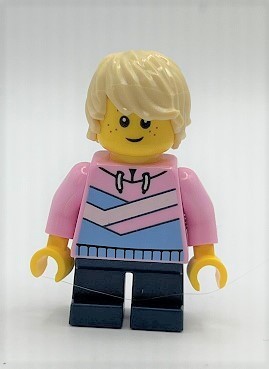 即決 新品 未使用　レゴ LEGO ミニフィグ　ピンクパーカーの男の子　ニッコリ　困り顔　子ども　ミニフィギュア 　シティ_画像1