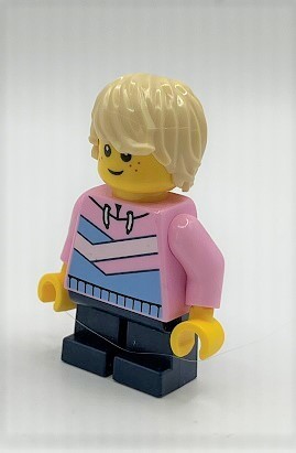 即決 新品 未使用　レゴ LEGO ミニフィグ　ピンクパーカーの男の子　ニッコリ　困り顔　子ども　ミニフィギュア 　シティ_画像3