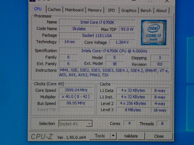 INTEL CPU Core i7 6700K 4コア8スレッド 4.00GHZ SR2L0 CPUのみ 起動