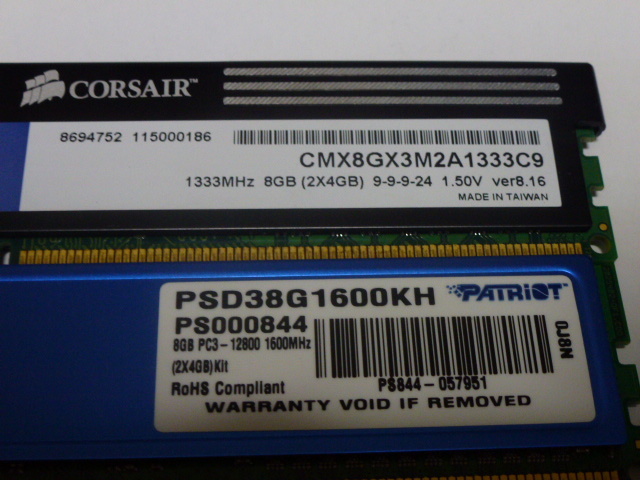 メモリ デスクトップ用 1.5V DDR3 4GBx2枚 合計8GB 起動いたしましたが古いメモリの為ジャンク品扱です_画像2