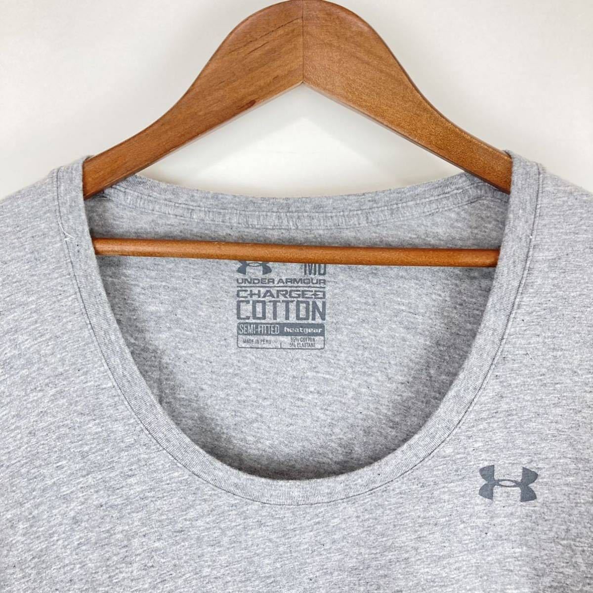 UNDER ARMOUR アンダーアーマー メンズ 半袖 Tシャツ カットソー トップス ロゴ プリント グレー 灰色 M スポーツ トレーニング ウェア