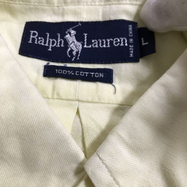 大きいサイズ Ralph Lauren ラルフローレン メンズ 半袖 シャツ イエロー 黄色 Lサイズ ゴルフ golf スポーツ ウェア ロゴ 刺繍 コットン