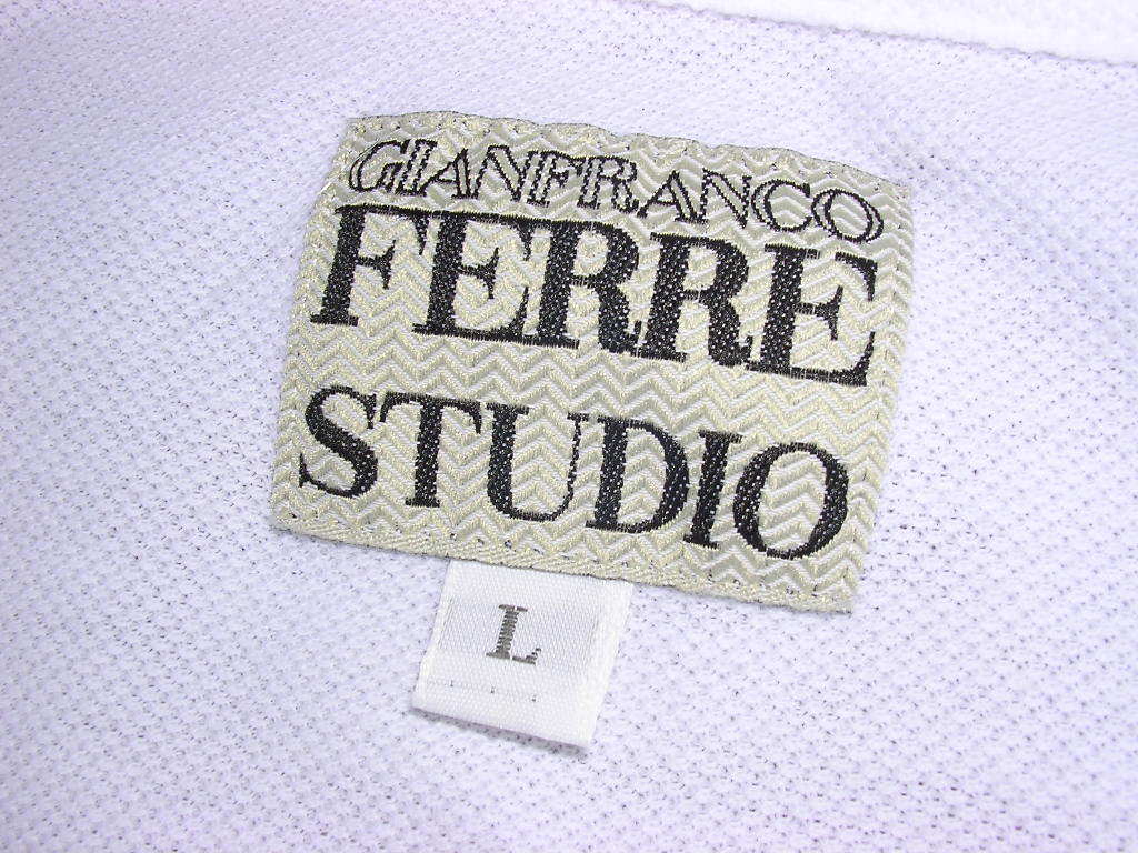 90s イタリア製 ジャンフランコフェレ スタジオ GIANFRANCO FERRE STUDIO 刺繍ロゴ ポロシャツ L 白 vintage old_画像6