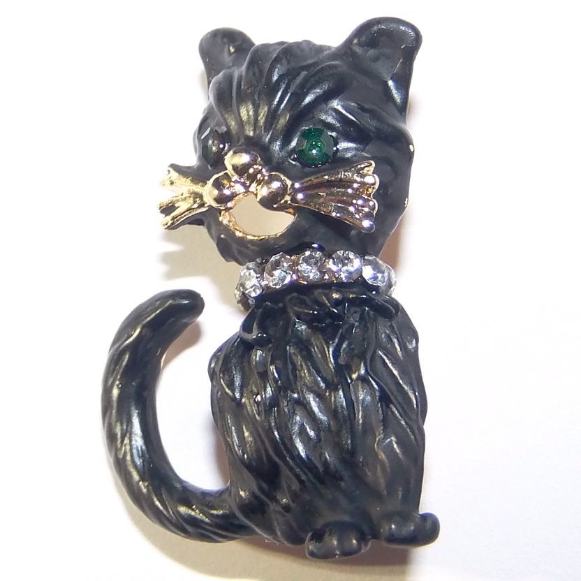 黒猫　子猫　ネコ　クロネコ　ねこ　ラインストーン　ブローチ　コサージュ　ピンバッジ　ラペルピン　キャット　安全ピン_画像5