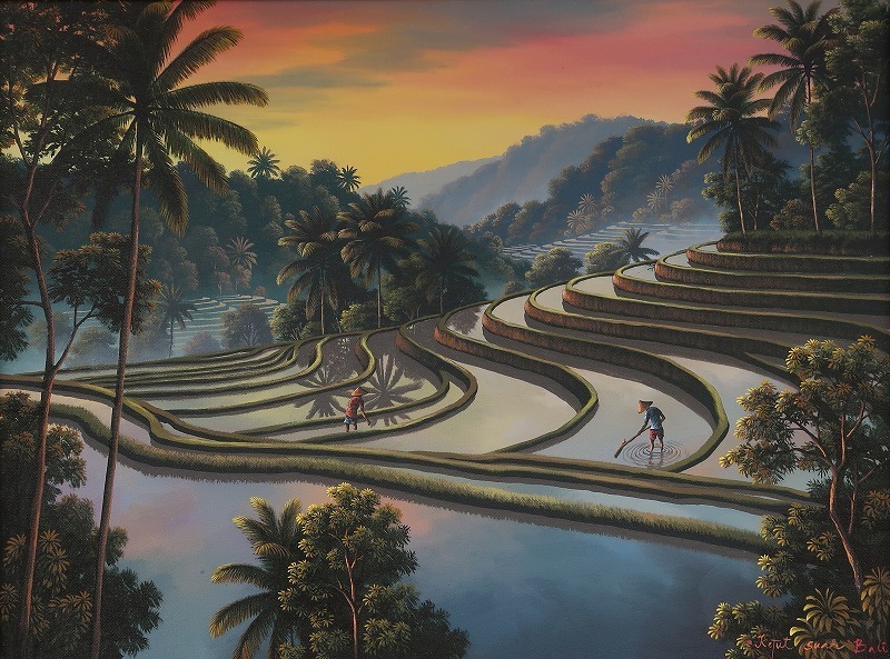  rice terrace. .Water Space Kutut Suah work 100X80 water Space [ burr picture burr art ]YSA-240653