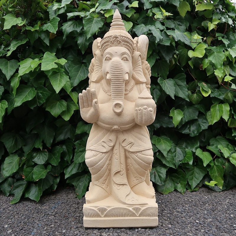 ガネーシャ石像 立像78cm パラスストーン【ガネーシャの置物 オブジェ 夢をかなえるゾウ ヒンドゥー教の神様】YSA-250634