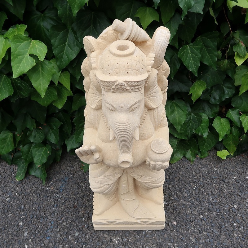 ガネーシャ石像 立像78cm パラスストーン【ガネーシャの置物 オブジェ 夢をかなえるゾウ ヒンドゥー教の神様】YSA-250634_画像4