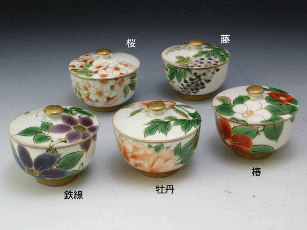 HOT品質保証京焼・清水焼　急須茶器揃　富貴五草花 蓋付(ふきごそうか ふたつき)　陶あん　トウア587　陶器 茶器セット