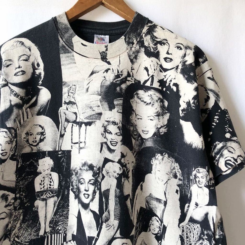 選ぶなら 90s EDWARDS オリジナル オーバープリント マリリンモンロー 90年代 ビンテージ USA製 L Tシャツ フルプリント Monroe Marilyn TEEZ? イラスト、キャラクター