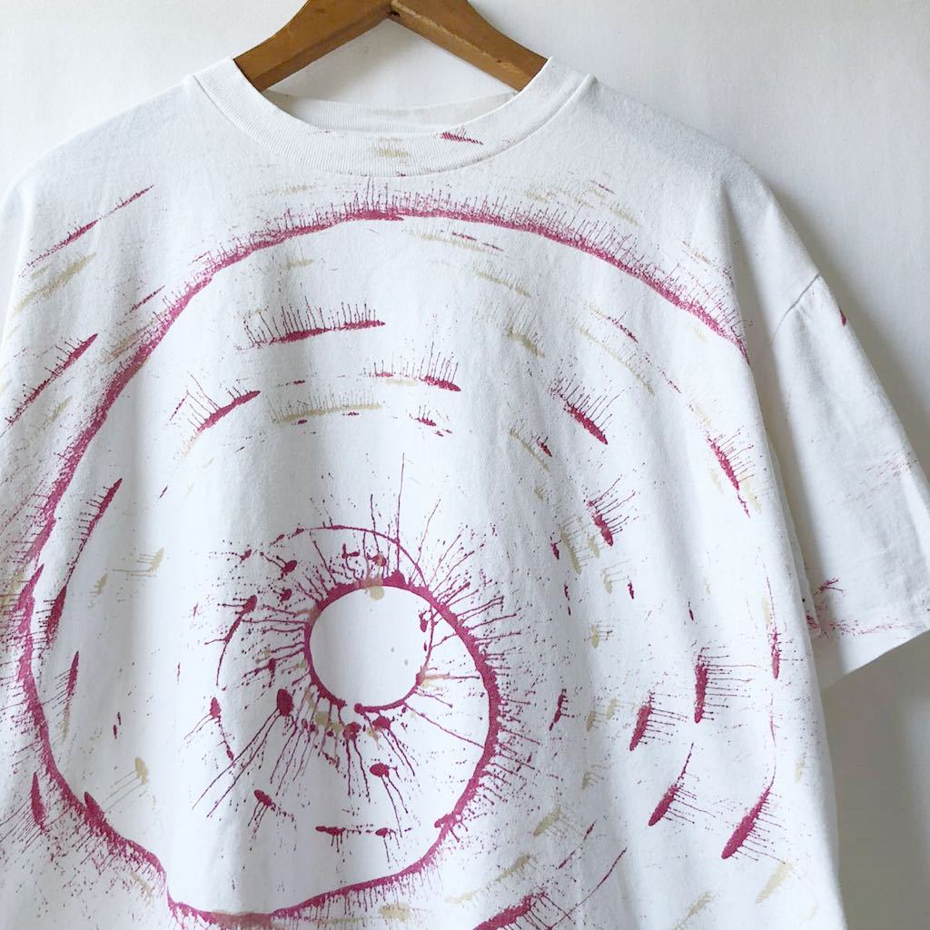 流行 90s 渦巻き オーバープリント Tシャツ L ホワイト USA製