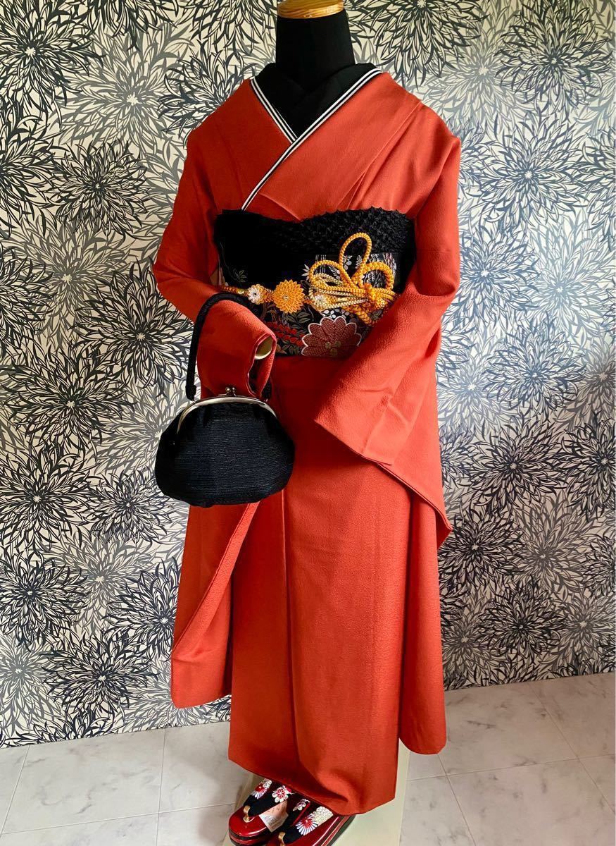 高品質の人気 バッグ 草履 振袖フルセット 成人式 正絹 赤 着物