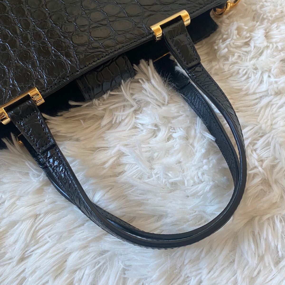 BEAUGRAND 本革 クロコダイル 2way ショルダーバッグ ハンドバッグ