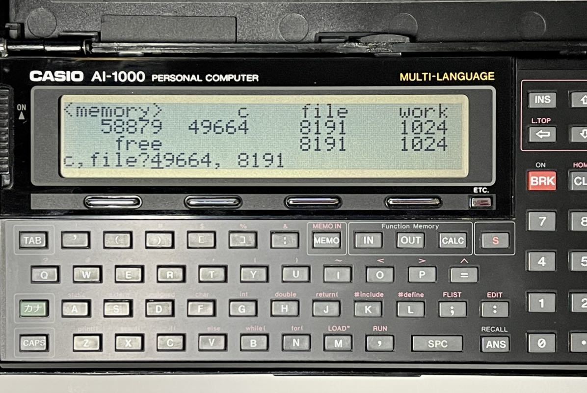 [動作品:美品] CASIO AI-1000 増設メモリ、Ｃ言語カード付き RP-33 OM-52C ポケコン ポケットコンピュータ_画像5