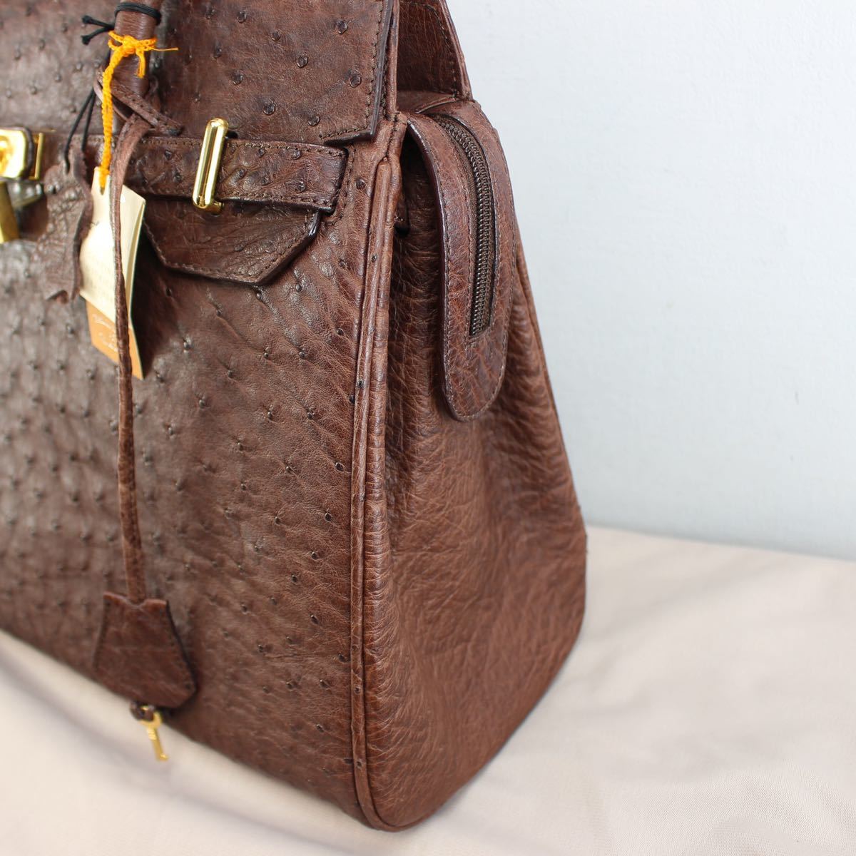 JRA OSTRICH LEATHER BELTED HAND BAG/JRAマークオーストリッチ JRA OSTRICH LEATHER BELTED HAND BAG/JRAマークオーストリッチ