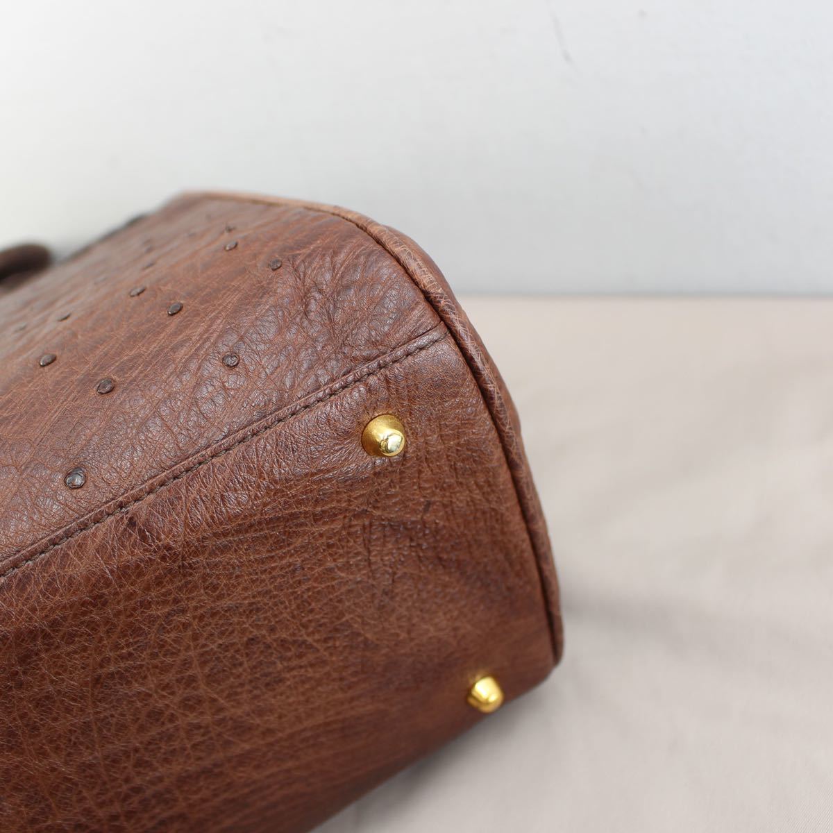 JRA OSTRICH LEATHER BELTED HAND BAG/JRAマークオーストリッチ JRA OSTRICH LEATHER BELTED HAND BAG/JRAマークオーストリッチ