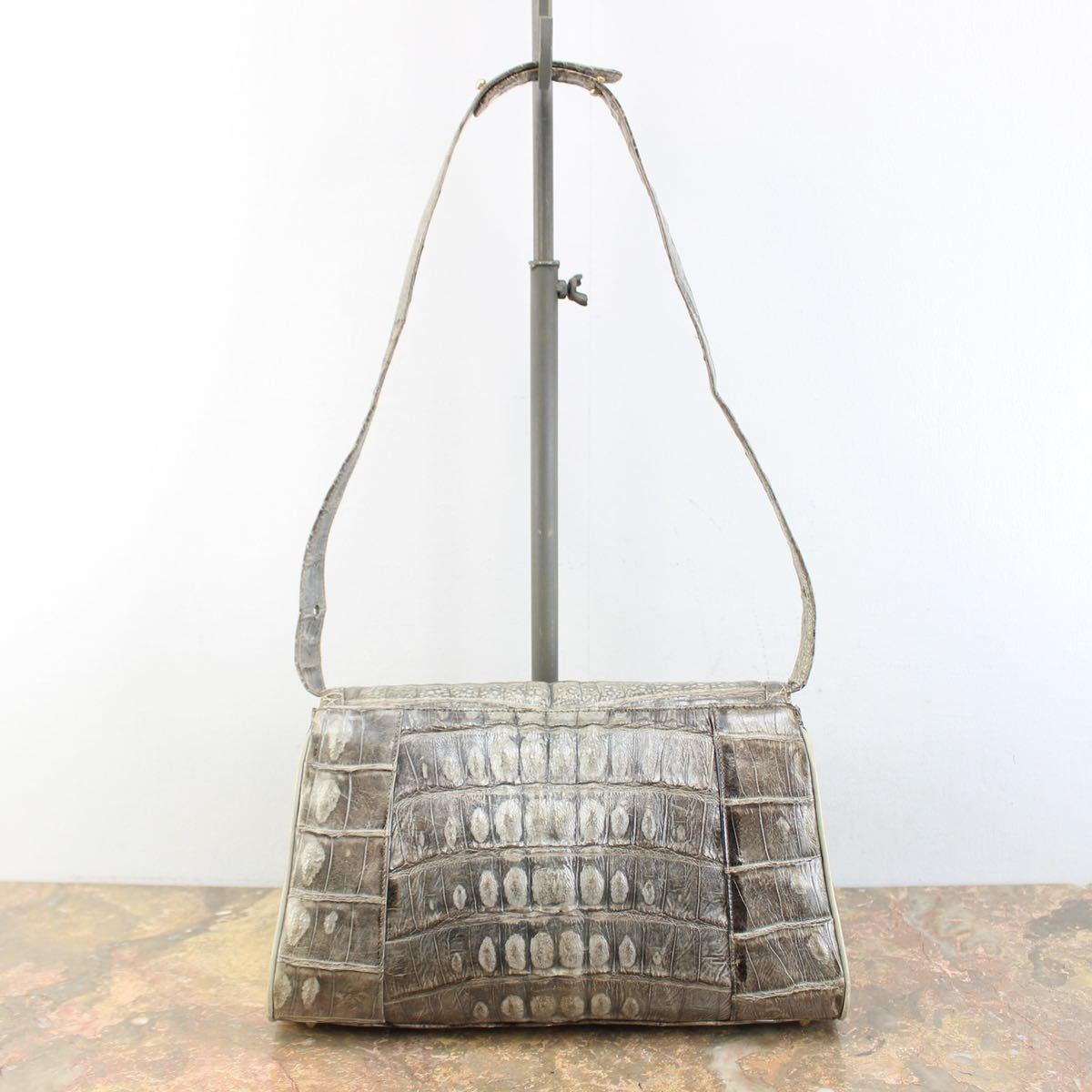 COMTESSE CROCODILE LEATHER SHOULDER BAG MADE IN WEST GERMANY