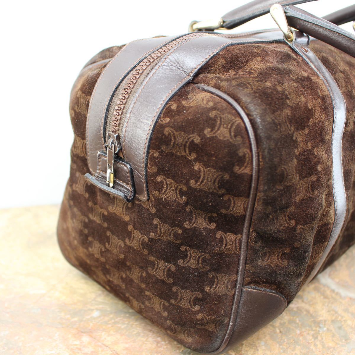 OLD CELINE MACADAM PATTERNED LEATHER BOSTON BAG MADE IN ITALY