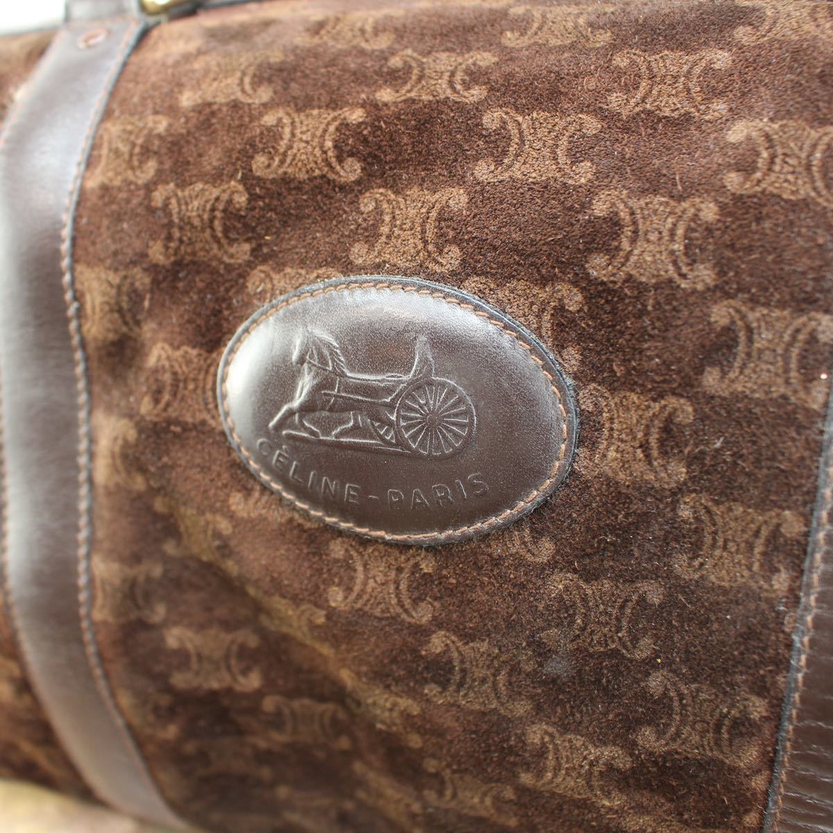 OLD CELINE MACADAM PATTERNED LEATHER BOSTON BAG MADE IN ITALY/オールドセリーヌマカダム柄レザーボストンバッグ