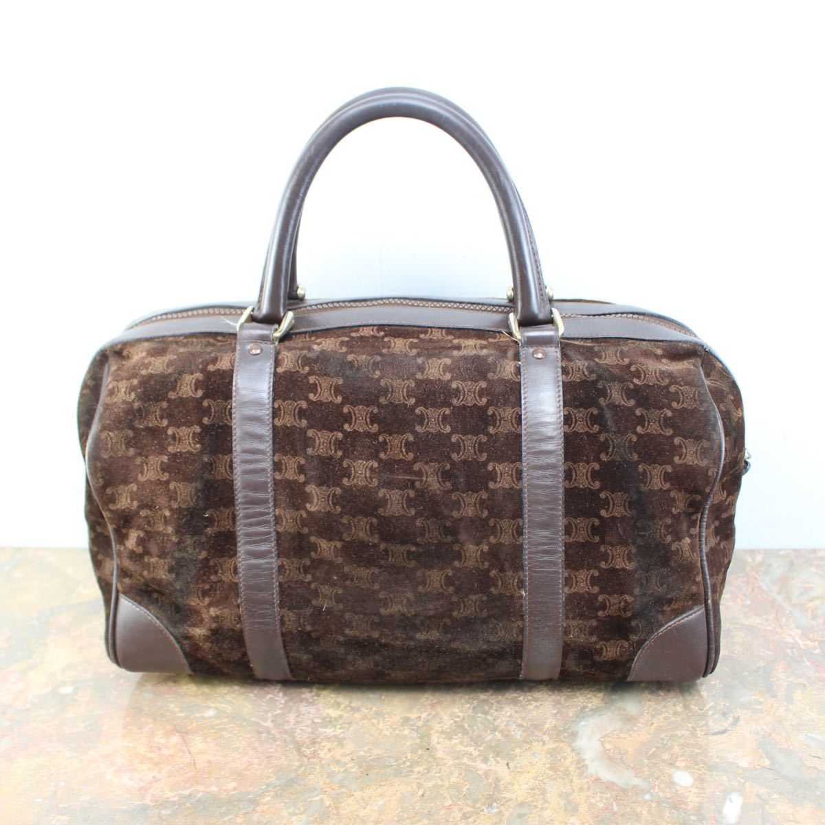 OLD CELINE MACADAM PATTERNED LEATHER BOSTON BAG MADE IN ITALY