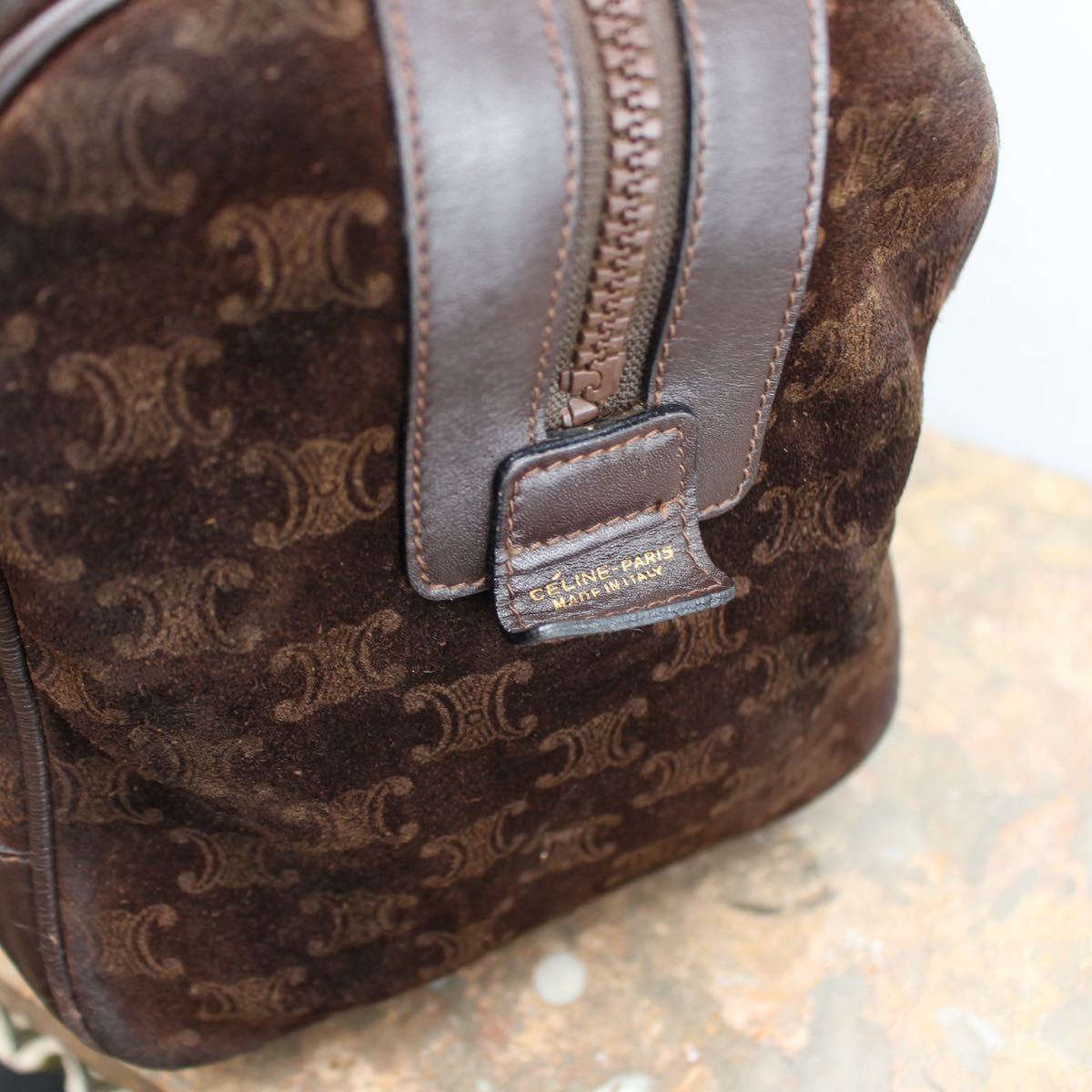 OLD CELINE MACADAM PATTERNED LEATHER BOSTON BAG MADE IN ITALY/オールドセリーヌマカダム柄レザーボストンバッグ