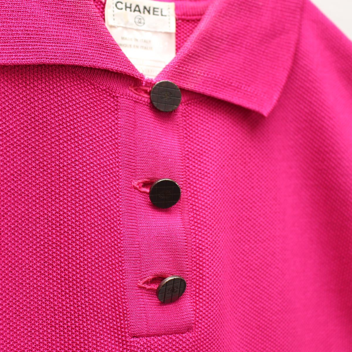 CHANEL 01P COCO MARC NO SLEEVE SILK100% POLO SHIRT MADE IN ITALY/シャネルココマークノースリーブシルク100%ポロシャツ