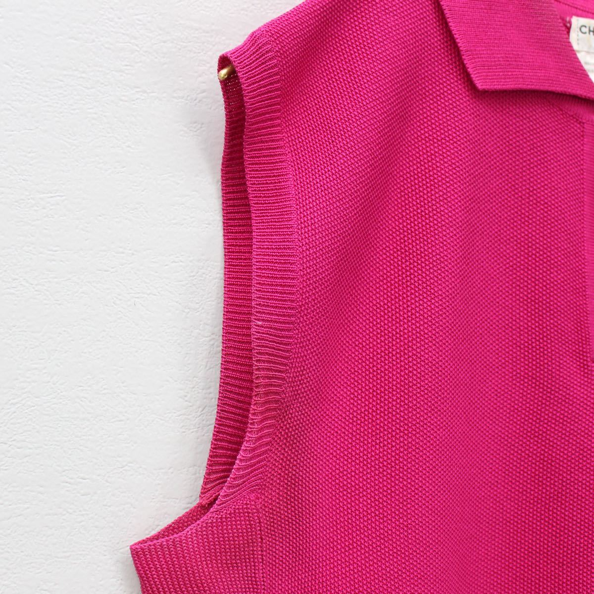 CHANEL 01P COCO MARC NO SLEEVE SILK100% POLO SHIRT MADE IN ITALY/シャネルココマークノースリーブシルク100%ポロシャツ