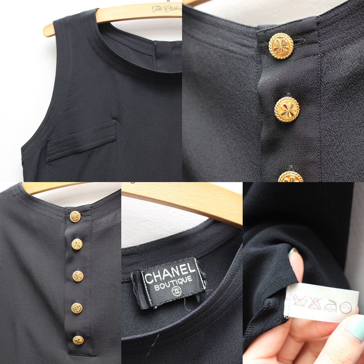 CHANEL BOUTIQUE CLOVER BUTTON NO SLEEVE CUT&SEWN/シャネル