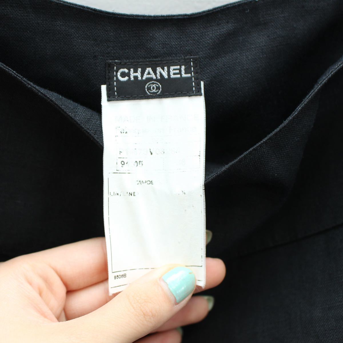 CHANEL LOGO BUTTON LINEN SKIRT MADE IN FRANCE/シャネルロゴボタンリネンスカート