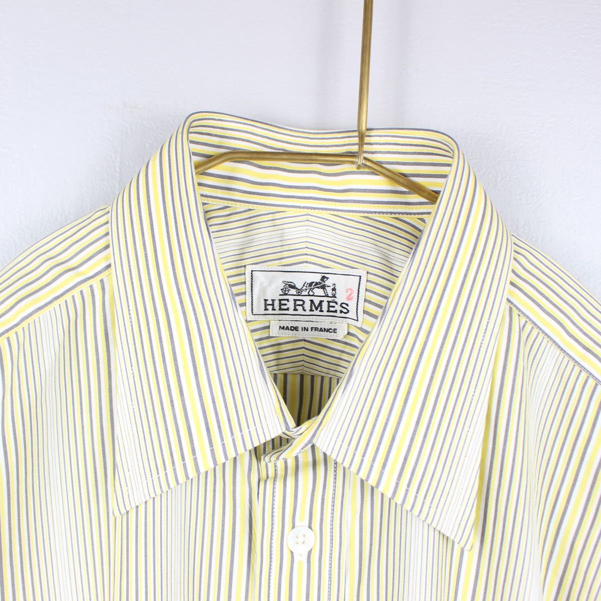 HERMES SERIE BUTTON STRIPE PATTERNED LONG SLEEVE SHIRT MADE IN