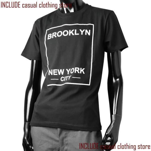 半袖Tシャツ クルーネック Ｔシャツ ロゴ プリント モノクロ モード カレッジ 黒 M 送料込 クリックポスト_画像1