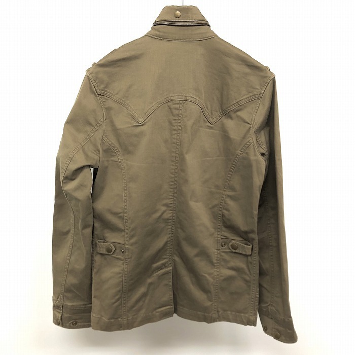 MICHEL KLEIN HOMME - 46 men's jacket lining less double Zip × dot button stop long sleeve cotton × polyurethane green Brown khaki series 