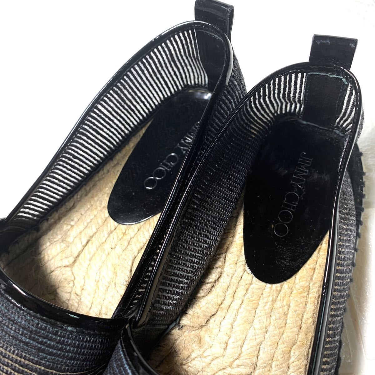 ほぼ未使用】JimmyChoo ジミーチュウ ラメ エスパドリーユ ブラック 黒