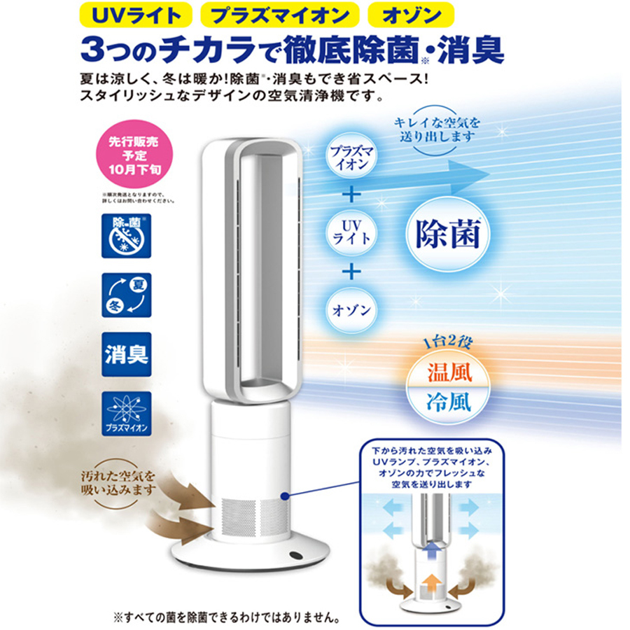 【 一台三役 】 空気清浄機 UVクリアエージ 扇風機 温風機 除菌 消臭