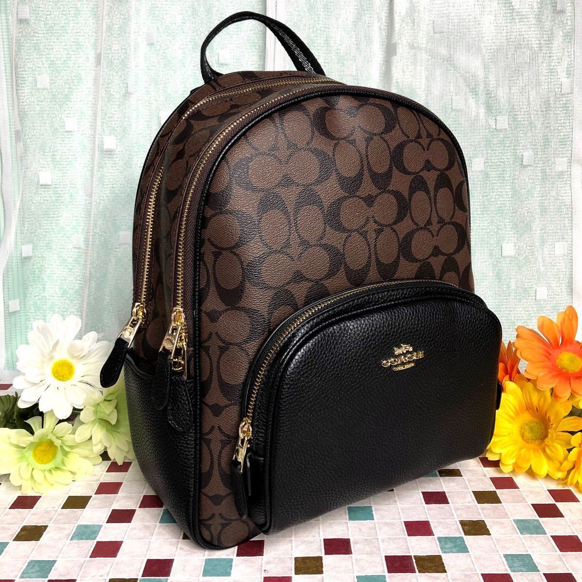 COACH コーチリュック 新品 バッグパック シグネチャー 新作 ブラウンx